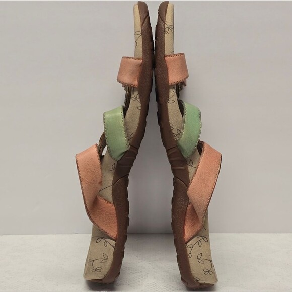 Taos Womens Strappy Pink Teal Genuine Leather Sandals Size 10 Comfort Adjustable - Picture 8 of 10